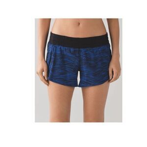 Lululemon Tracker Short IV (4") Life Lines Cerulean Blue Black / Black